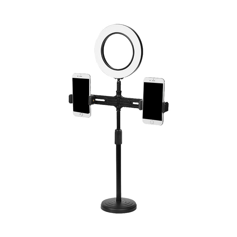 BowLift | Metallic Circular Make-Up Lamp Modernist LED Fill Light in Black with USB Port