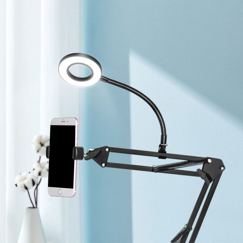 BowLift | Metal Ring Vanity Lighting Contemporary LED Black Fill Flush Lamp with Adjustable Arm