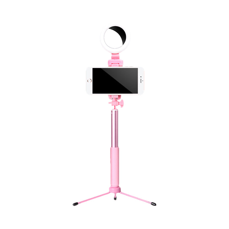 BowLift | Modernist LED Mirror Lighting Pink Circle USB Fill Lamp with Metallic Shade, Design for Phone Holder