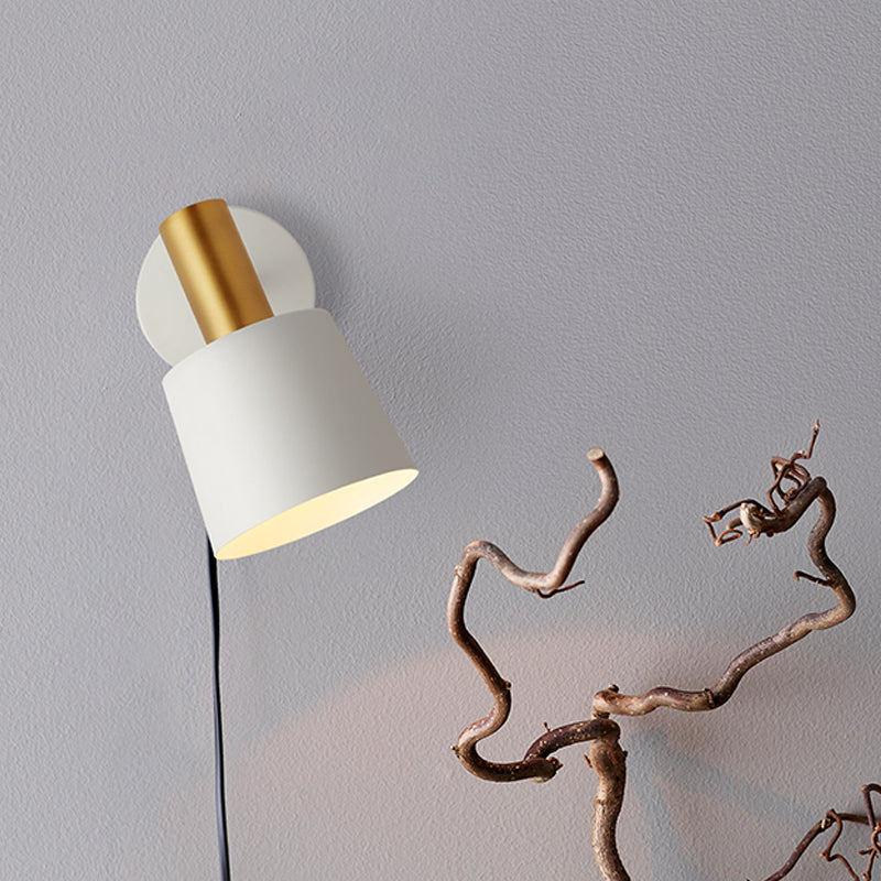 BowLift | Metallic Drum Wall Light Modernist 1-Light Wall Mounted Lamp in White/Green for Bedroom
