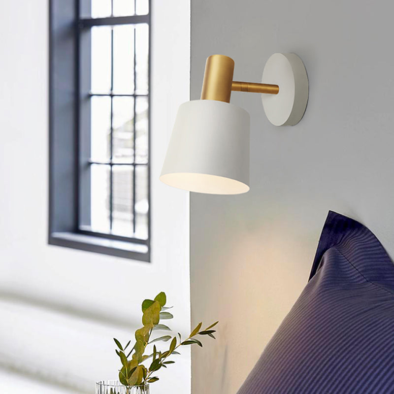 BowLift | Metallic Drum Wall Light Modernist 1-Light Wall Mounted Lamp in White/Green for Bedroom