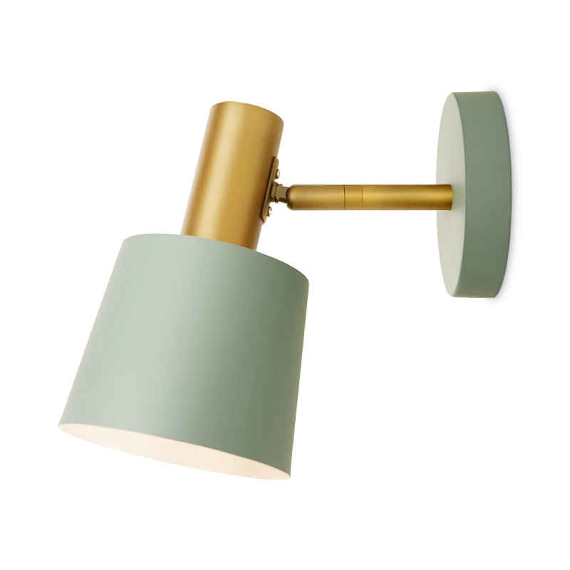 BowLift | Metallic Drum Wall Light Modernist 1-Light Wall Mounted Lamp in White/Green for Bedroom