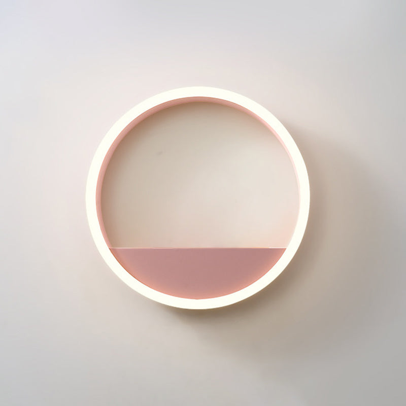 BowLift | Iron Ring Flush Mount Wall Light Macaron Pink/Blue 12"/16" Wide LED Wall Lamp in Warm/White Light with Shelf Function