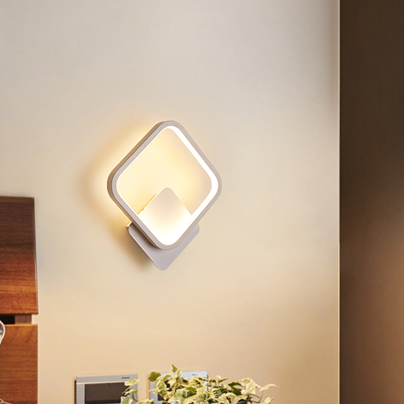 BowLift | Fillet Square Ring Acrylic Wall Light Simplicity White LED Wall Mounted Lamp in Warm/White Light, 10"/12" Wide