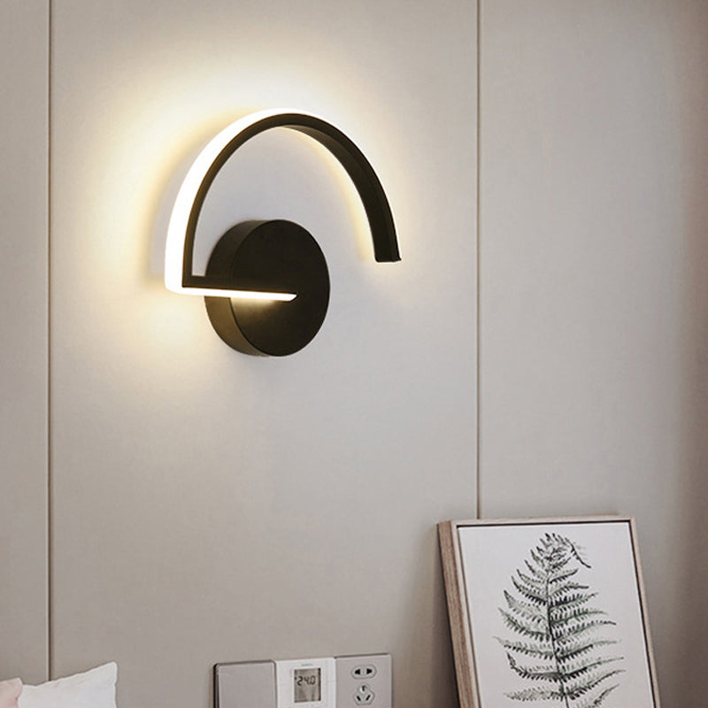 BowLift | Minimalistic Half-Round Metal Wall Lamp Ideas LED Wall-Mounted Lighting with Open Design, Warm/White Light
