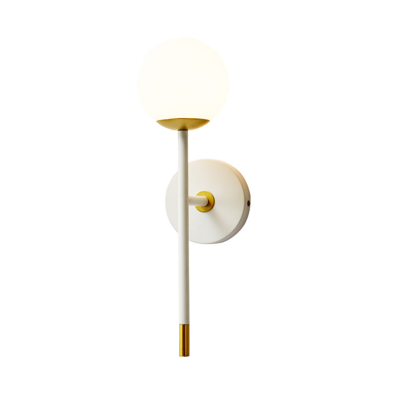 BowLift | Long Arm Nightstand Wall Light Kit Milk Frosted Glass Simple Wall Light in White-Brass