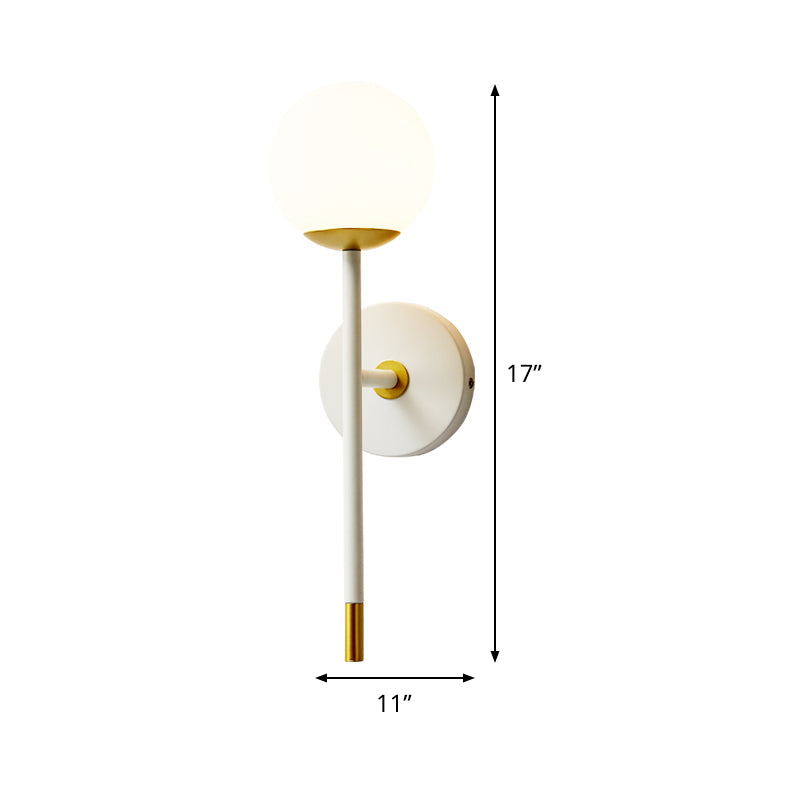 BowLift | Long Arm Nightstand Wall Light Kit Milk Frosted Glass Simple Wall Light in White-Brass