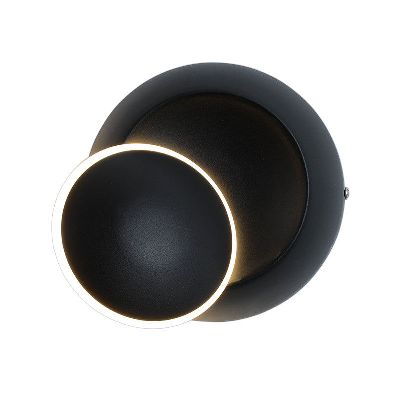 BowLift | Black/White Rotating Ellipse Wall Light Modern Novelty Iron LED Surface Wall Sconce with Simulated Eclipse Design