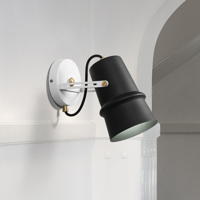 BowLift | Black/White Cone Wall Lamp Vintage Iron 1-Head Living Room Adjustable Wall Light Lighting Fixture