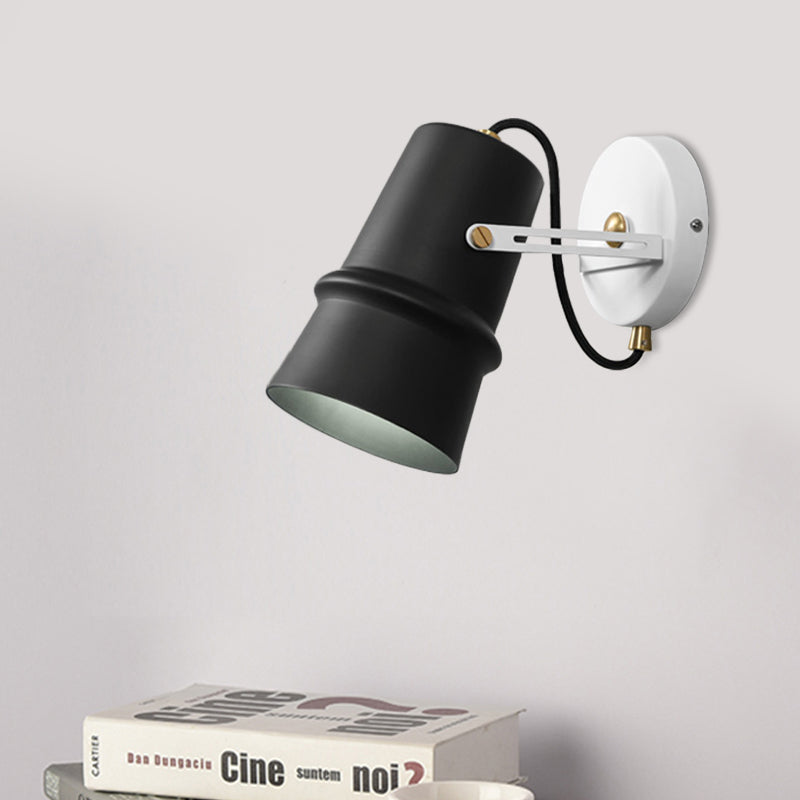 BowLift | Black/White Cone Wall Lamp Vintage Iron 1-Head Living Room Adjustable Wall Light Lighting Fixture