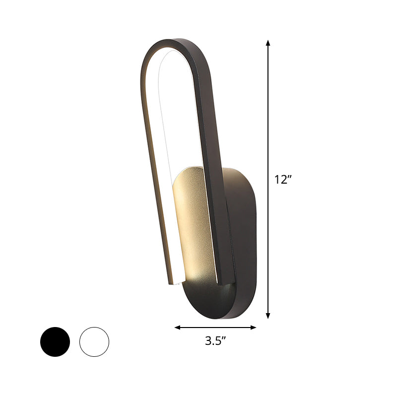 BowLift | Black/White Inclined Half-Oblong Wall Light Minimalist Acrylic LED Wall Mounted Light in Warm/White Light for Salon