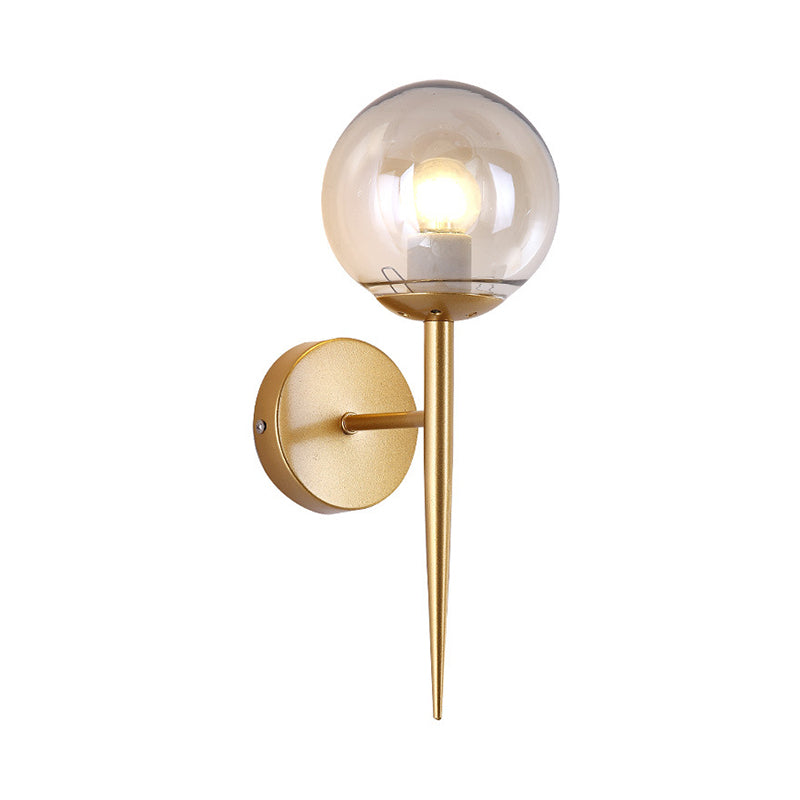 BowLift | Mini Sphere Living Room Wall Lamp Clear Glass 1 Light Minimalism Wall Lamp Ideas with Pencil Arm in Black/Gold