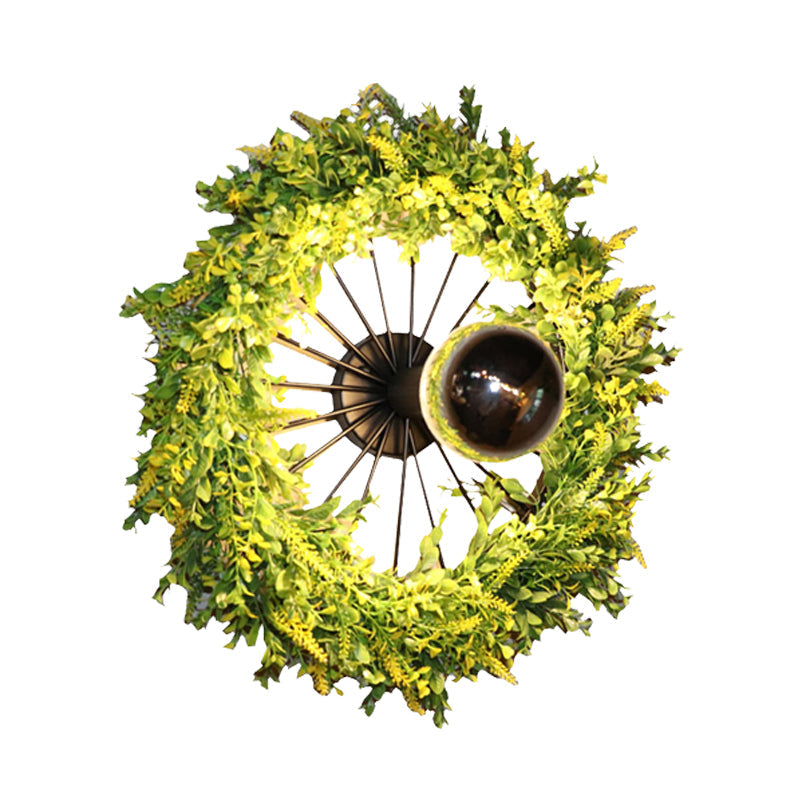 BowLift | Green Bike Wall Light Fixture Factory Iron 1 Bulb Restaurant Plant Wall Sconces Lighting Fixture, 16"/19.5" H