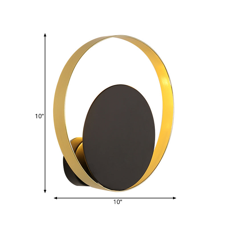 BowLift | Mid Century Circle Wall Light Iron 1 Head Hotel Wall Mounted Lighting Unit in Black-Gold