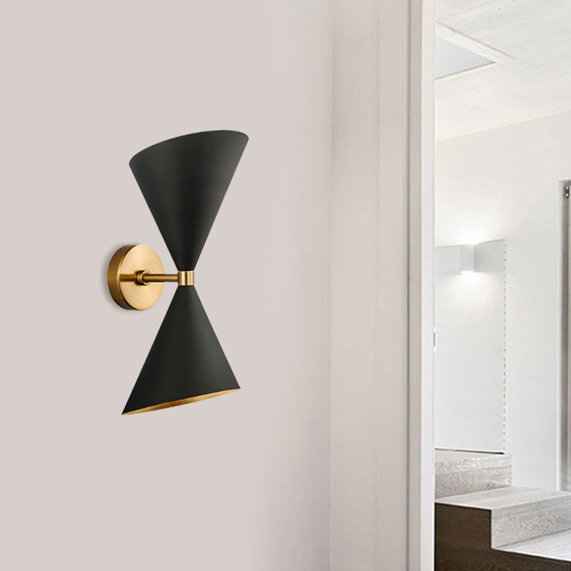 BowLift | Mid-Century 2 Bulbs Wall Lamp Metal Black-Gold Deformed Cocktail Shaker Wall Light