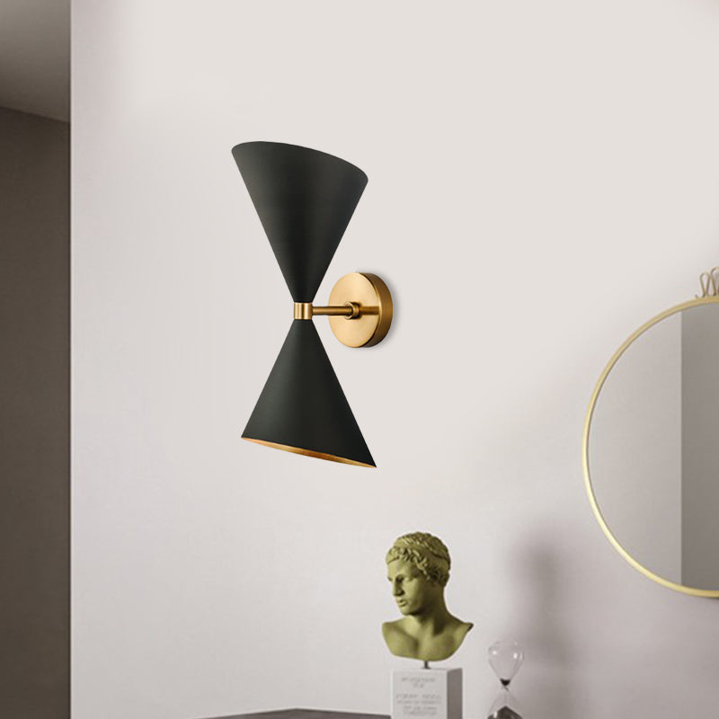 BowLift | Mid-Century 2 Bulbs Wall Lamp Metal Black-Gold Deformed Cocktail Shaker Wall Light