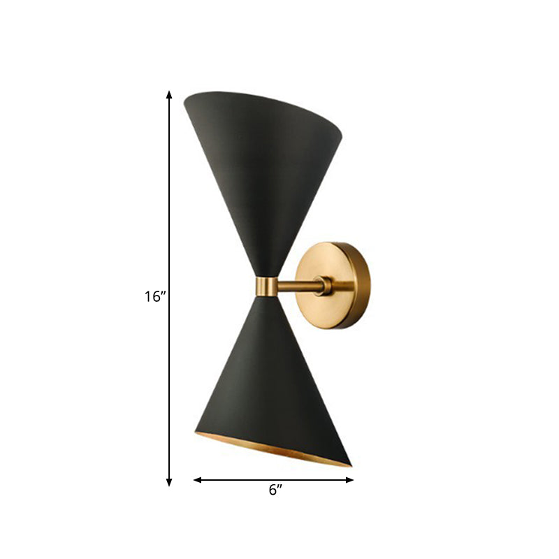 BowLift | Mid-Century 2 Bulbs Wall Lamp Metal Black-Gold Deformed Cocktail Shaker Wall Light