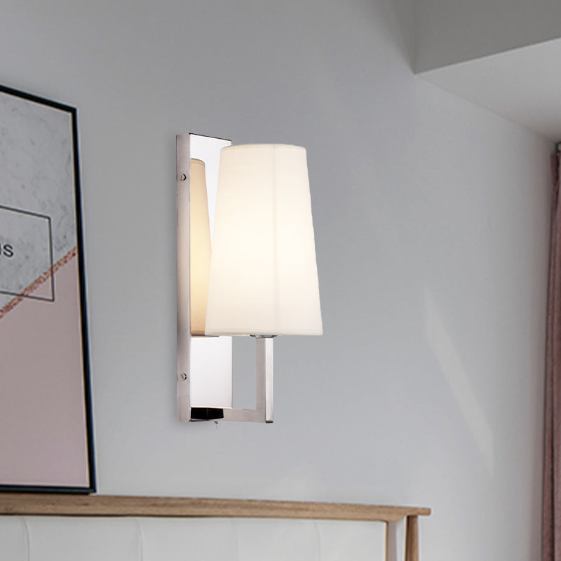 BowLift | Stainless steel rectangular wall lighting modern single chrome wall light with handmade cone fabric shade