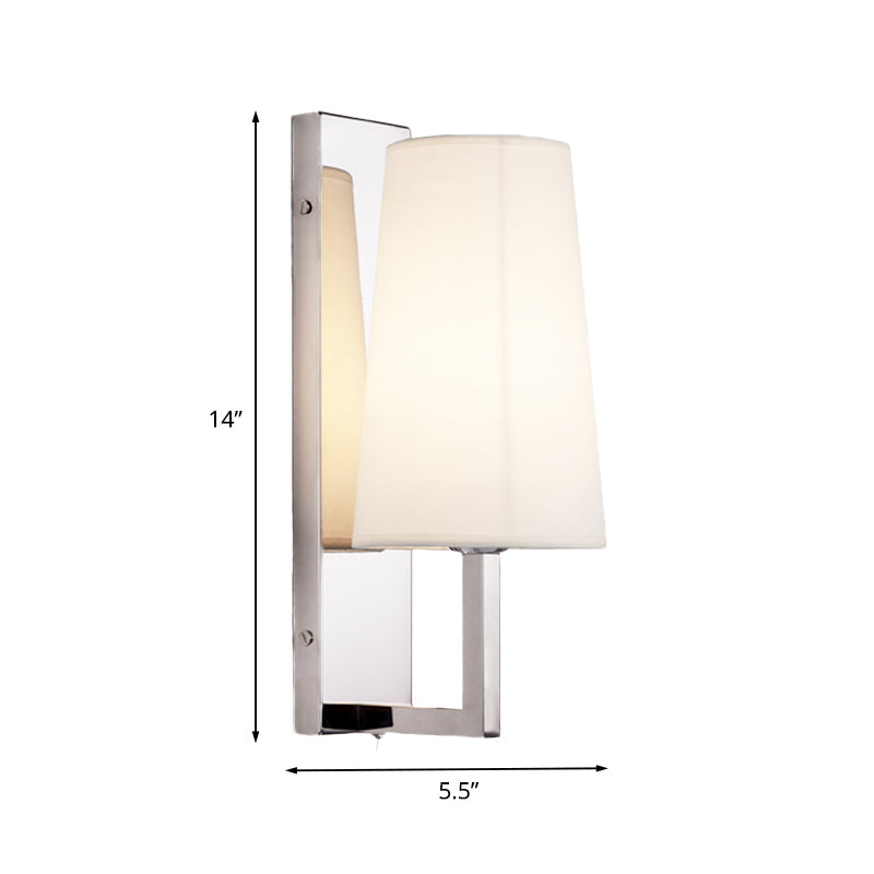 BowLift | Stainless steel rectangular wall lighting modern single chrome wall light with handmade cone fabric shade
