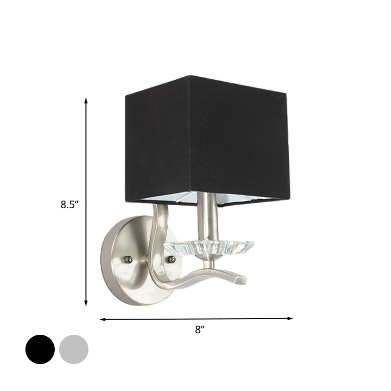 BowLift | Cube Nightstand Wall Lamp Fabric Single Modern Wall Light Wall Sconce in Gray/Black with Crystal Accent