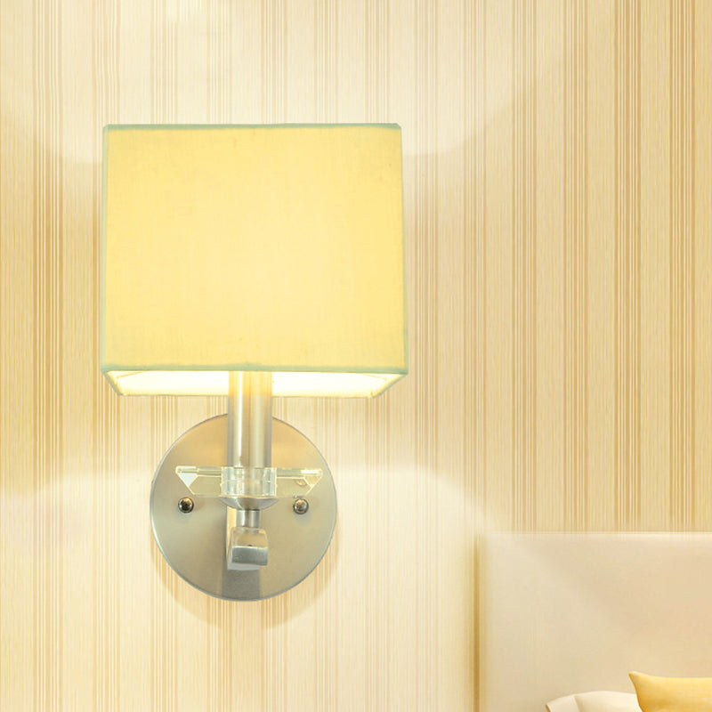 BowLift | Cube Nightstand Wall Lamp Fabric Single Modern Wall Light Wall Sconce in Gray/Black with Crystal Accent