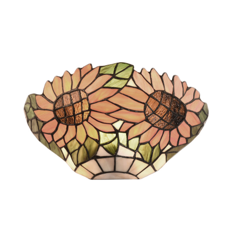 BowLift | Rustic style orange wall lamp sunflower stained glass 1 light wall lamp for restaurant