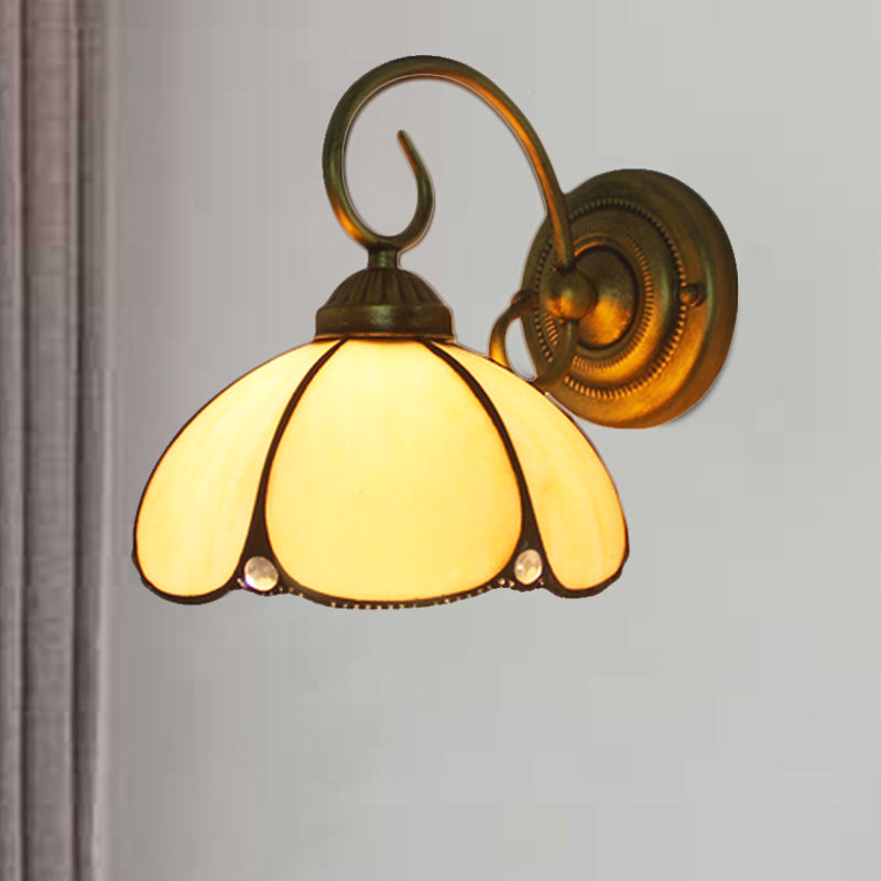 BowLift | Art Glass Petal Wall Lamp One Light Tiffany Traditional Wall Lamp in Beige for Kitchen