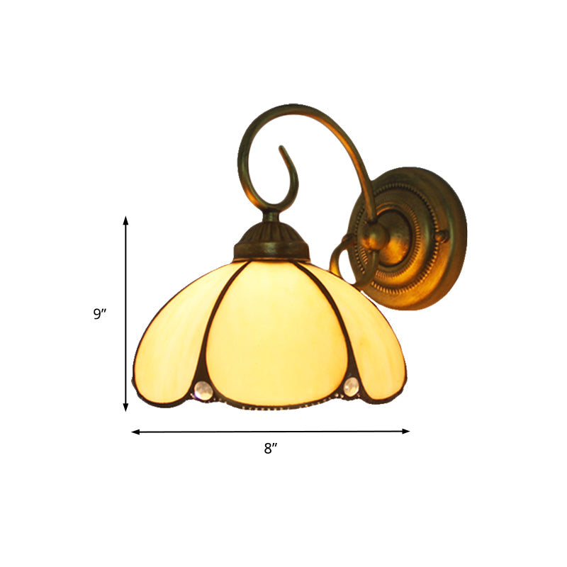 BowLift | Art Glass Petal Wall Lamp One Light Tiffany Traditional Wall Lamp in Beige for Kitchen