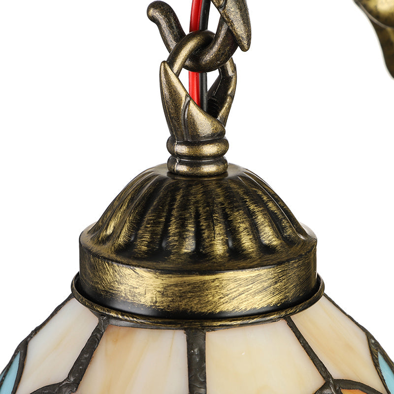 BowLift | Vintage Dome Wall Light 5.5" Width 1 Light Stained Glass Wall Fixture with Mermaid Design