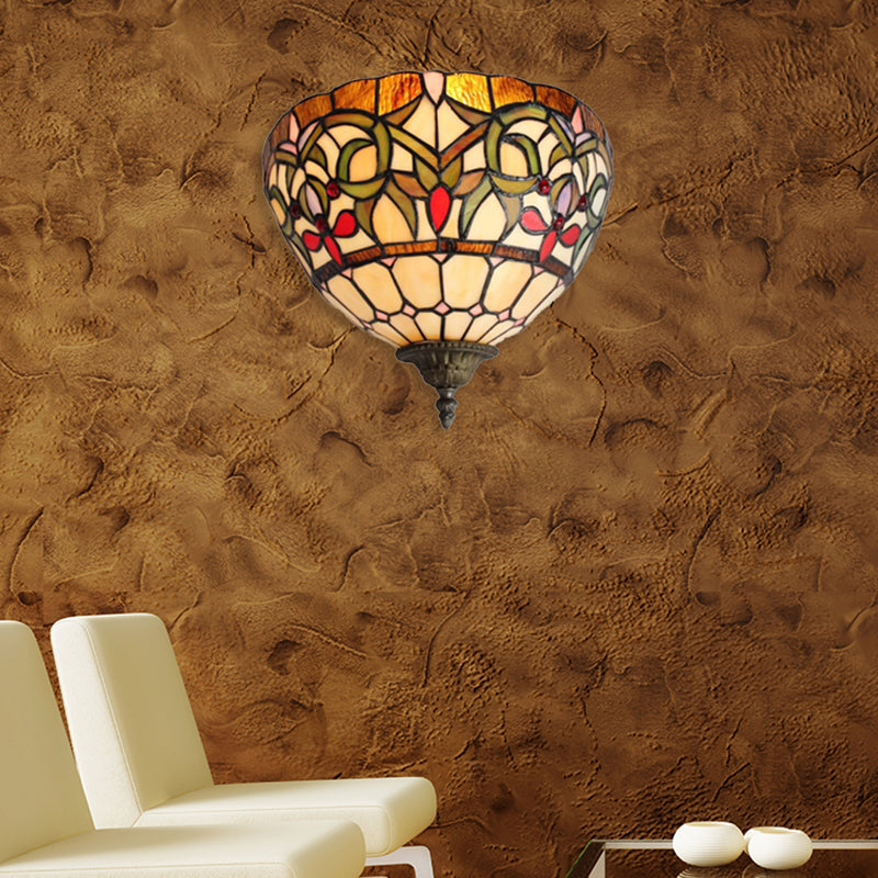BowLift | Rustic Bowl Wall Lamp Lighting Colored Glass 1 Lamp Wall Lighting in Multicolor for Stairs