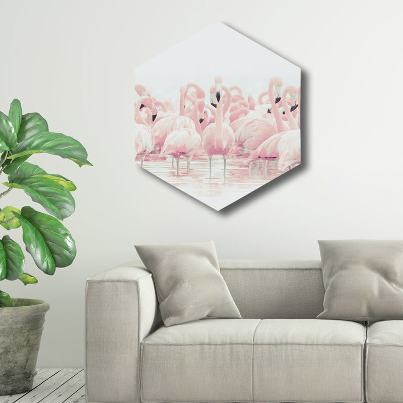BowLift | Flamingo Canvas Print Home Interior Photography Tropical Animal Wall Art in Pink, Layered