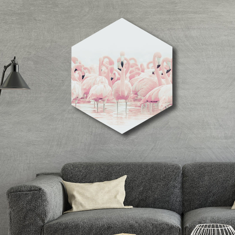 BowLift | Flamingo Canvas Print Home Interior Photography Tropical Animal Wall Art in Pink, Layered