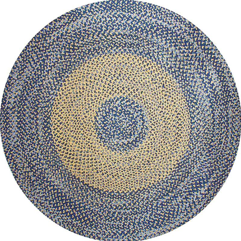 BowLift | Country Circle Pattern Rug Blue and Brown Sisal Rug Non-Slip Back Washable Pet-Friendly Carpet for Home