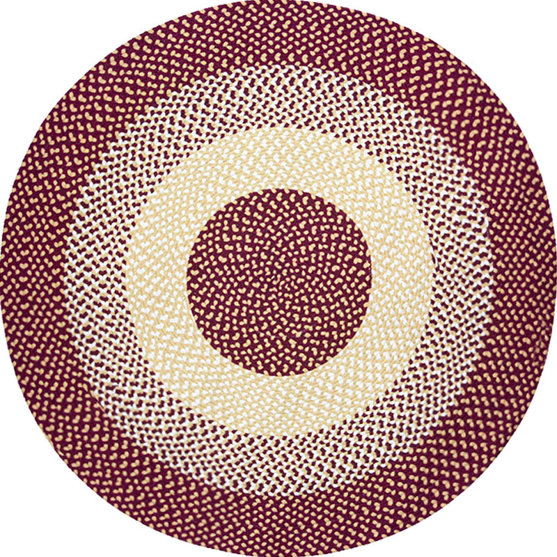 BowLift | Casual Red Rustic Carpet Cotton Circles Pattern Carpet Machine Washable Pet-Friendly Non-Slip Carpet for the Bedroom