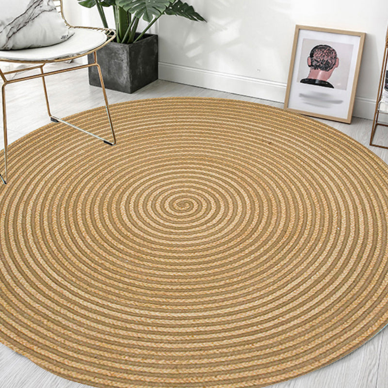 BowLift | Country Circle Pattern Rug Brown Sisal Carpet Non-Slip Back Washable Pet-Friendly Carpet for Home