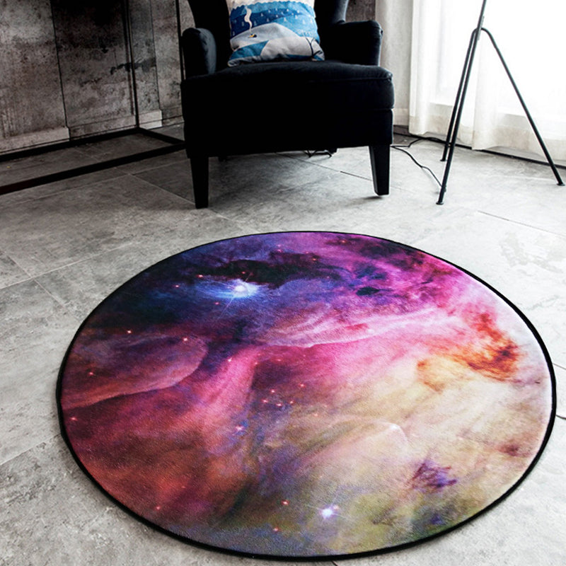 BowLift | Black Galaxy Pattern Rug Polyester Novelty Rug Washable Non-Slip Pet Friendly Area Rug for Bedroom