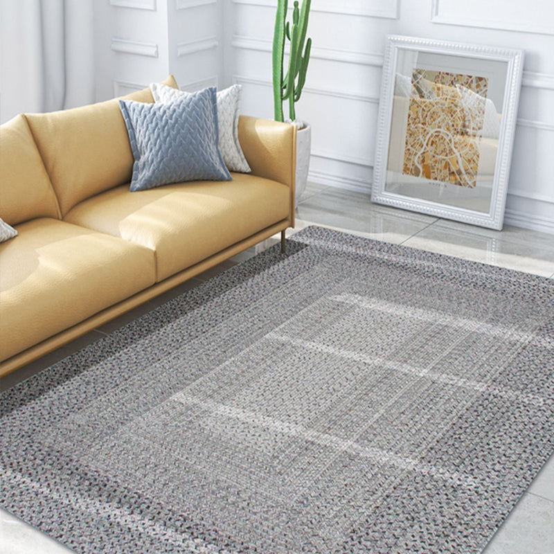 BowLift | Country Geometric Pattern Area Rug Gray and Black Polypropylene Rug Non-Slip Backing Washable Pet-Friendly Carpet for Home