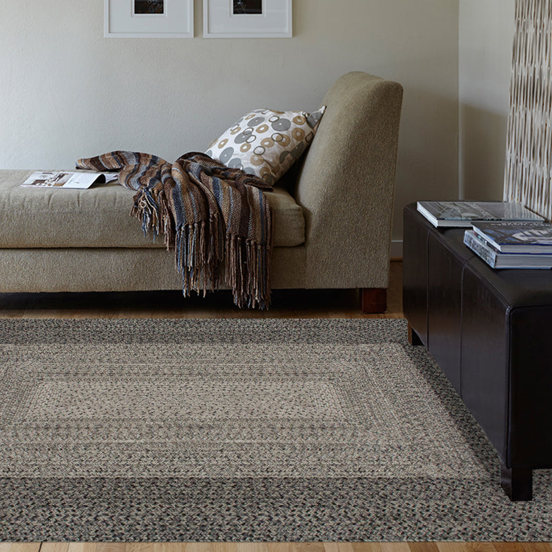 BowLift | Country Geometric Pattern Area Rug Gray and Black Polypropylene Rug Non-Slip Backing Washable Pet-Friendly Carpet for Home