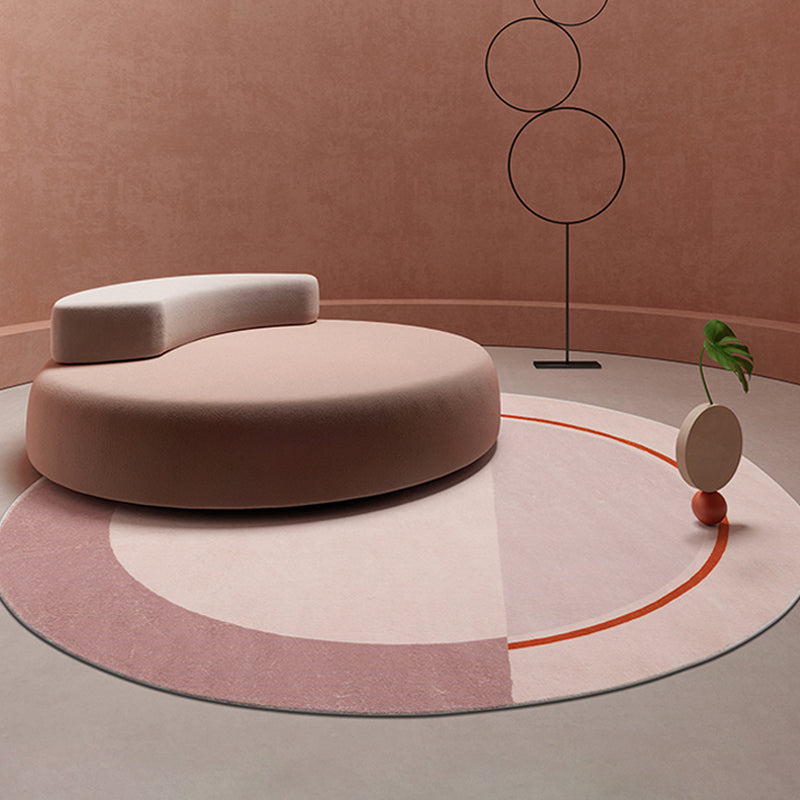 BowLift | Creative Abstract Carpet Red and Pink Modernism Carpet Polyester Pet Friendly Washable Non-Slip Area Rug for Bedroom