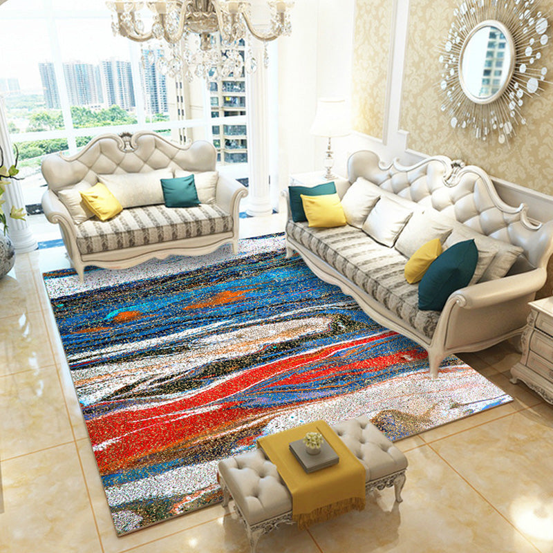 BowLift | Multicolor Living Room Rug Industrial Watercolor Abstract Pattern Rug Polyester Washable Non-Slip Backing Pet-Friendly Rug