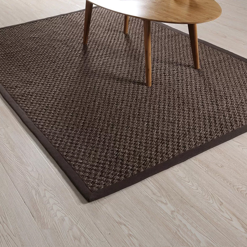 BowLift | Rustic Solid Color Rug Dark Brown Sisal Rug Non-slip Pet Friendly Washable Area Rug for Living Room