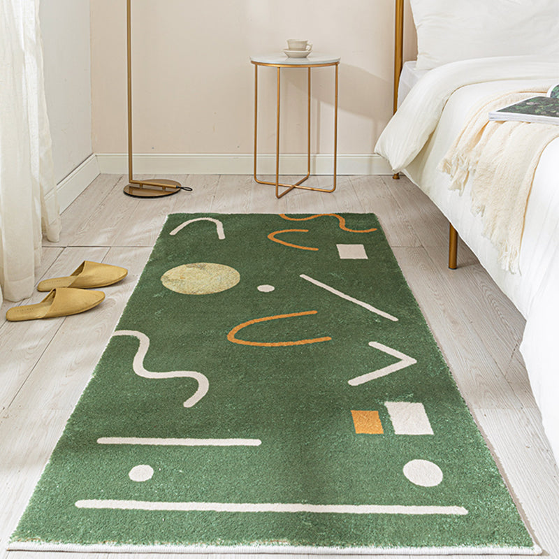 BowLift | Green Bedroom Carpet Minimalist Abstract Carpet Polyester Washable Non-Slip Backing Pet Friendly Carpet