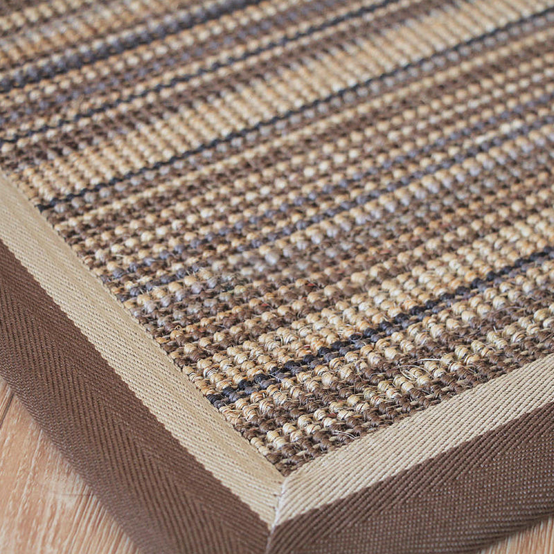 BowLift | Brown Living Room Rug Rustic Striped Pattern Rug Sisal Washable Non-Slip Backing Pet-Friendly Rug