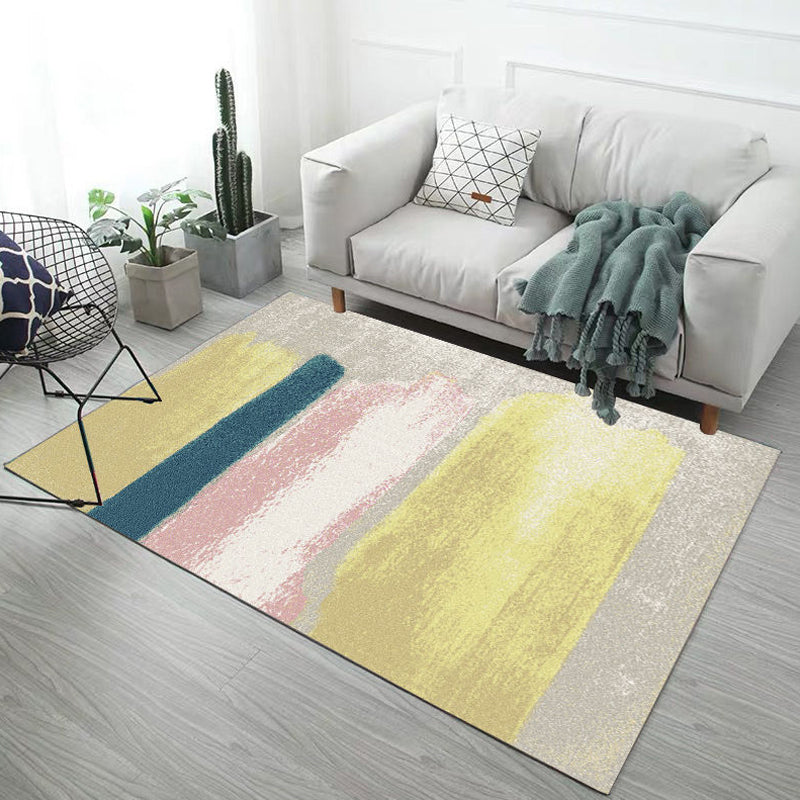 BowLift | Multicolor Living Room Rug Industrial Abstract Geometric Pattern Rug Polyester Washable Non-Slip Backing Pet-Friendly Rug