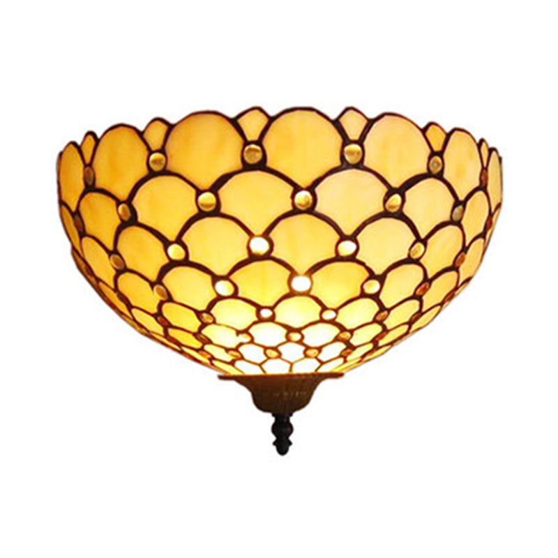 BowLift | Fish scale wall lamp light stained glass 1 light Tiffany wall mounting light in beige for living room