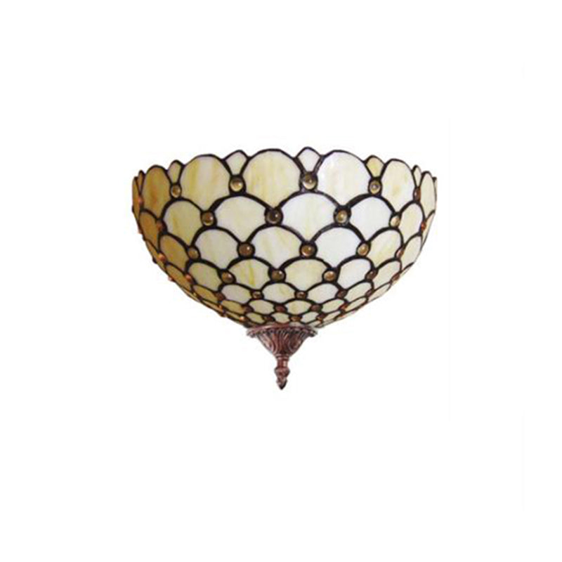 BowLift | Fish scale wall lamp light stained glass 1 light Tiffany wall mounting light in beige for living room