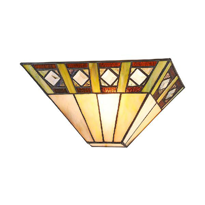BowLift | Mission Wall Lamp with Trapezium Shade Colored Glass 1 Lamp Sconces Light for Bedroom