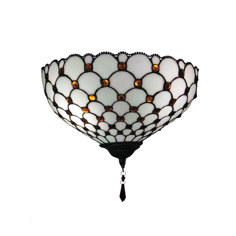 BowLift | Fish scale wall lamp with bowl shade white glass 1 light vintage wall-mounted light for outdoor use