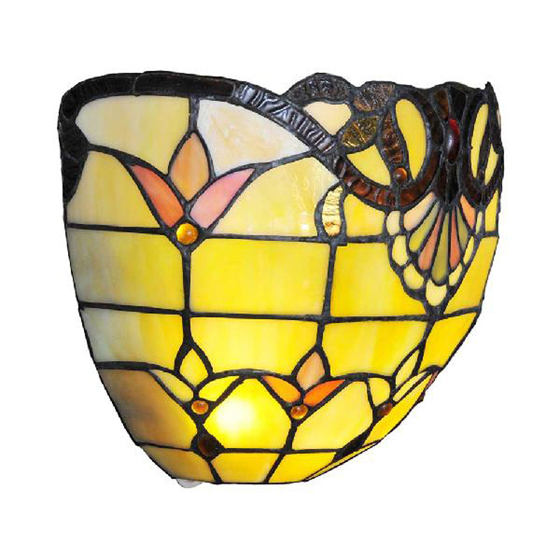 BowLift | Victorian Wall Lamp Lighting with Bowl Shade Yellow Glass 1 Light Bedroom Wall Lamp