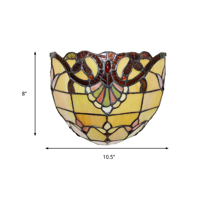 BowLift | Victorian Wall Lamp Lighting with Bowl Shade Yellow Glass 1 Light Bedroom Wall Lamp